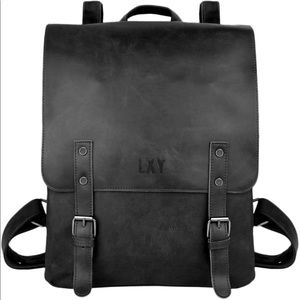 LXY Vegan Leather Black Backpack